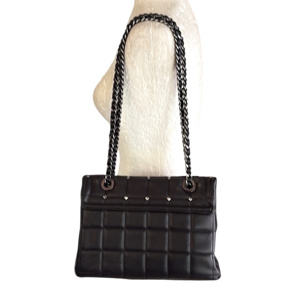 Aldo Olelirin Black Quilted Vegan Leather Silver Studded Crossbody Shoulder Bag - Picture 7 of 16